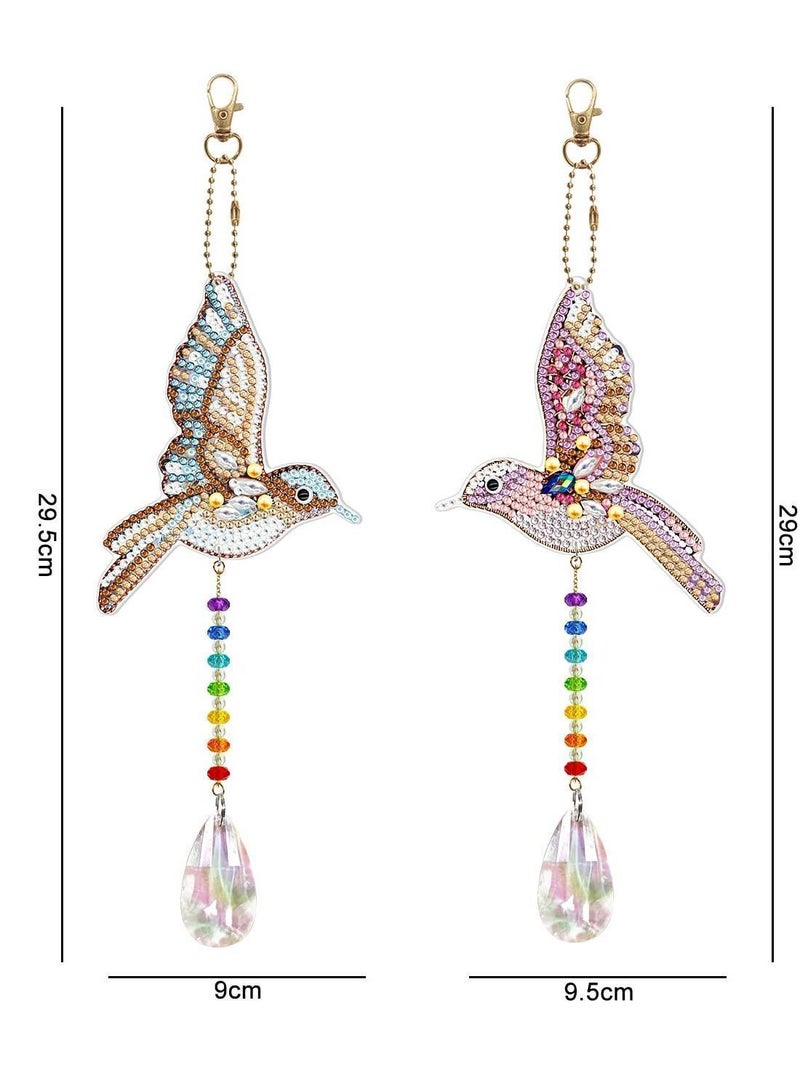 Y&D 2pcs Crystal Hummingbird Diamond Painting Kit Sun Light Catching Window Decor DIY Special Shaped Art Wind Chimes Jewelry Hanging Mosaic Rhinestone Pendant - Image 2