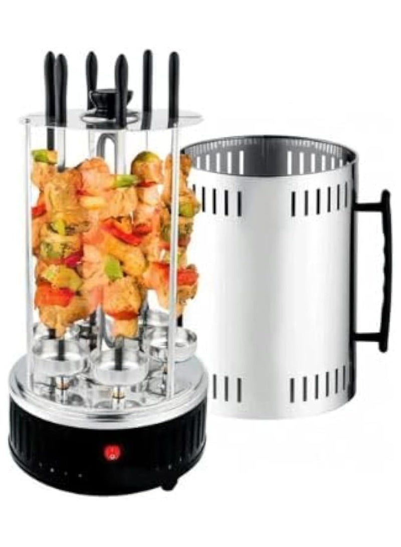 Rabos Electric Grill Indoor Barbecue 360 degree BBQ Grill Machine Automatic Timing Rotating Grill Spiral for Household Party 9 Long Skewers Grill Fork - Image 1