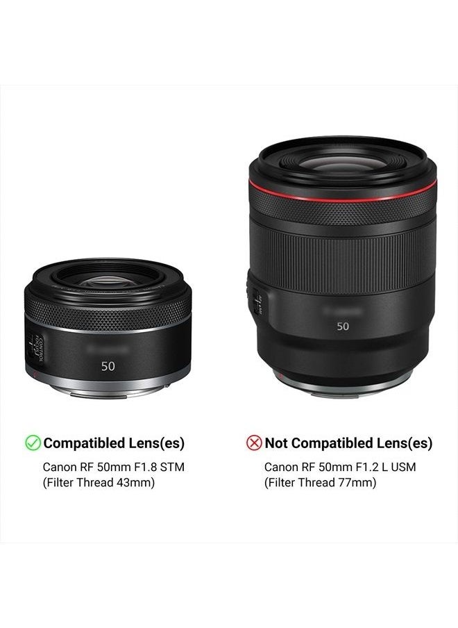 JJC - Lens Hood for Canon RF 50mm F1.8 STM on EOS R6 R5 RP R Camera, Reversible Lens Shade Replace Canon ES-65B Lens Hood, Compatible with 43mm Filters and 43mm Lens Cap - Image 1