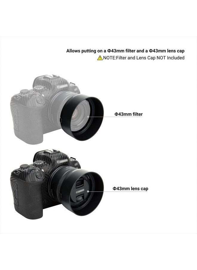 JJC - Lens Hood for Canon RF 50mm F1.8 STM on EOS R6 R5 RP R Camera, Reversible Lens Shade Replace Canon ES-65B Lens Hood, Compatible with 43mm Filters and 43mm Lens Cap - Image 1