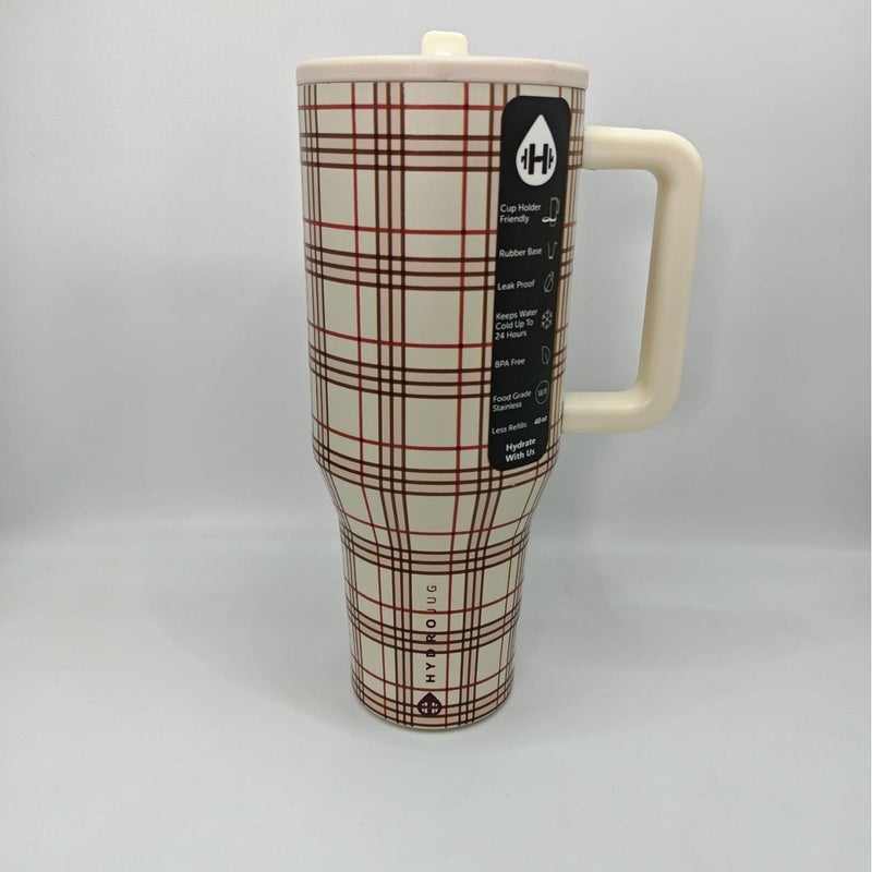 32OZ/40OZ Large Capacity Insulated Car Cup with Handle and Leak-Proof Lid, 304 Stainless Steel Thermal Tumbler, Red Strawberry