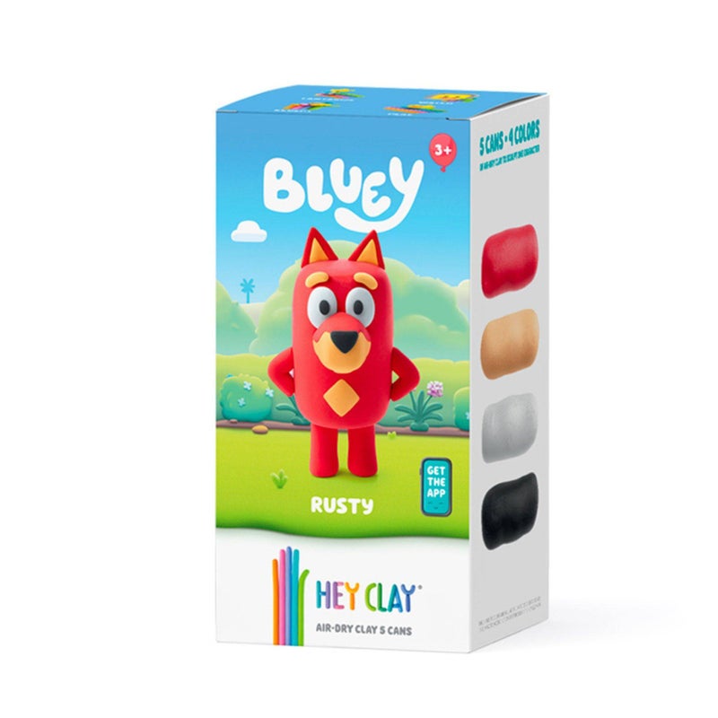 Hey Clay Bluey Rusty Air-Dry Clay Cans Set (74 g, 5 Cans) - Image 1