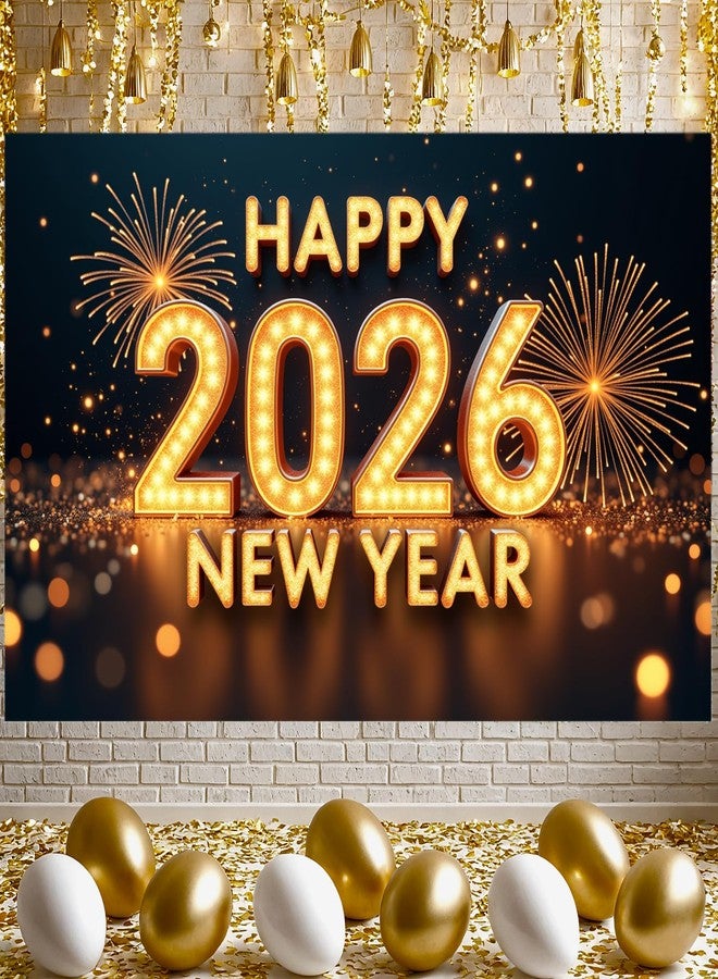 LUUFILx 2026 Happy New Year Banner Happy New Year Decoration Glitter Backdrop for Eve Party Photograph Supplies 2026 Background Banner - Image 1
