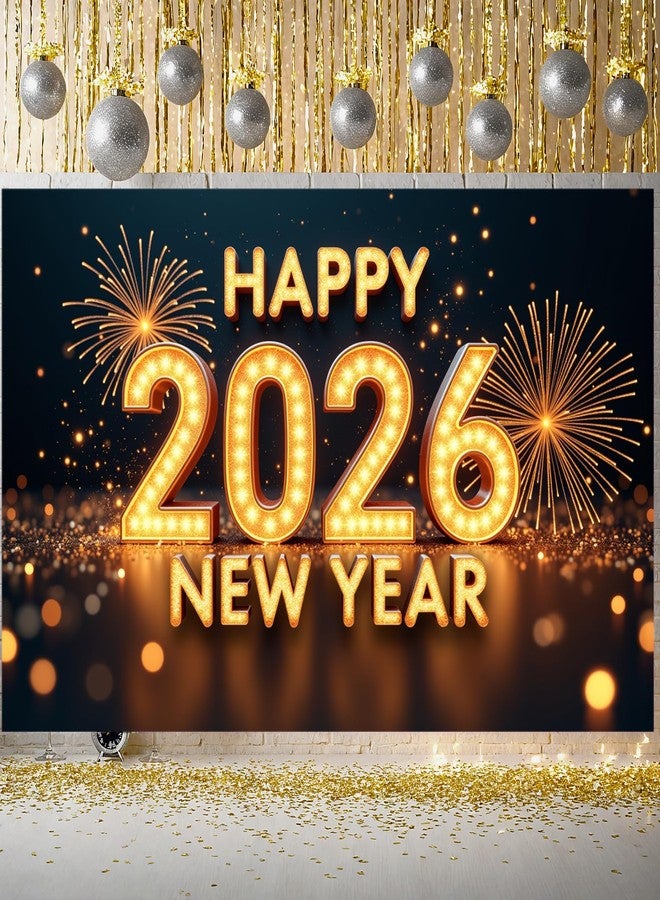 LUUFILx 2026 Happy New Year Banner Happy New Year Decoration Glitter Backdrop for Eve Party Photograph Supplies 2026 Background Banner - Image 4
