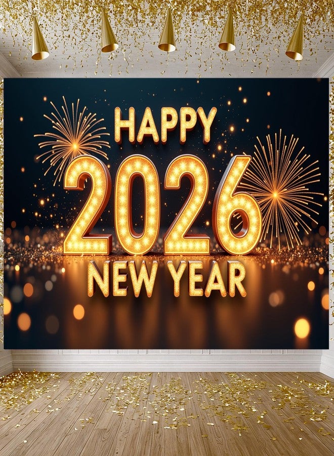 LUUFILx 2026 Happy New Year Banner Happy New Year Decoration Glitter Backdrop for Eve Party Photograph Supplies 2026 Background Banner - Image 2
