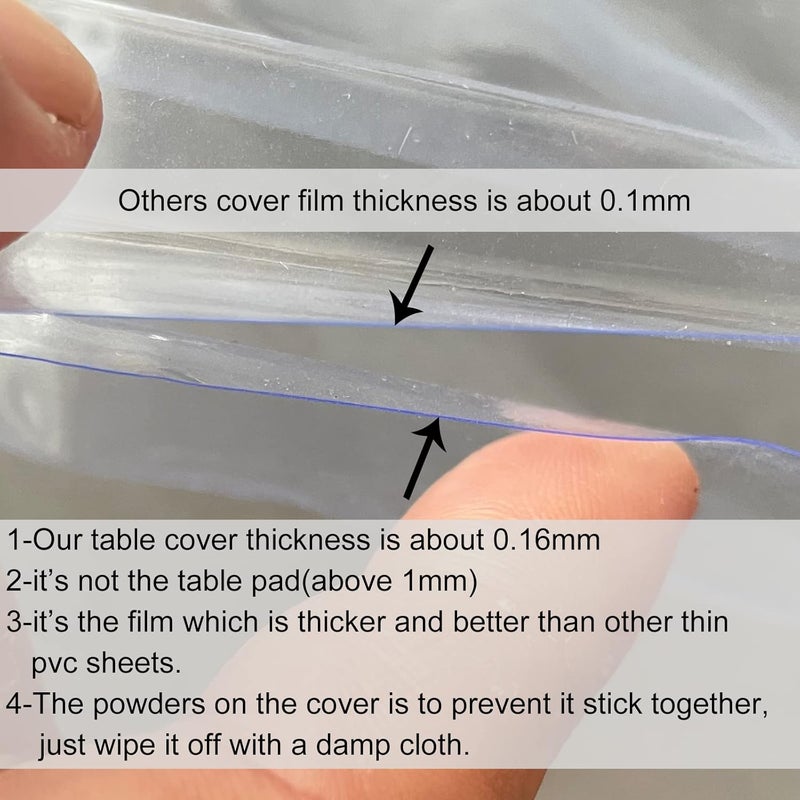 LIBERECOO Clear Oval Fitted Vinyl Tablecloth - Fits 42 x 60 Inch Oval Tables Only - Heavy Duty Elasticized Table Cover Elastic Edged Plastic Tablecloths Protector - Image 4