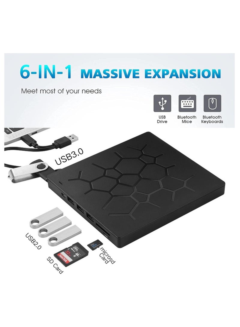 External DVD Drive, USB 3.0 CD DVD Burner For Laptop, Type-C CD/DVD ROM +/-RW Optical Disk Drive With 4 USB Ports And 2 SD Card Slots, Ultra Slim, For Mac, PC Windows 11/10/8/7 Linux OS  - Image 4