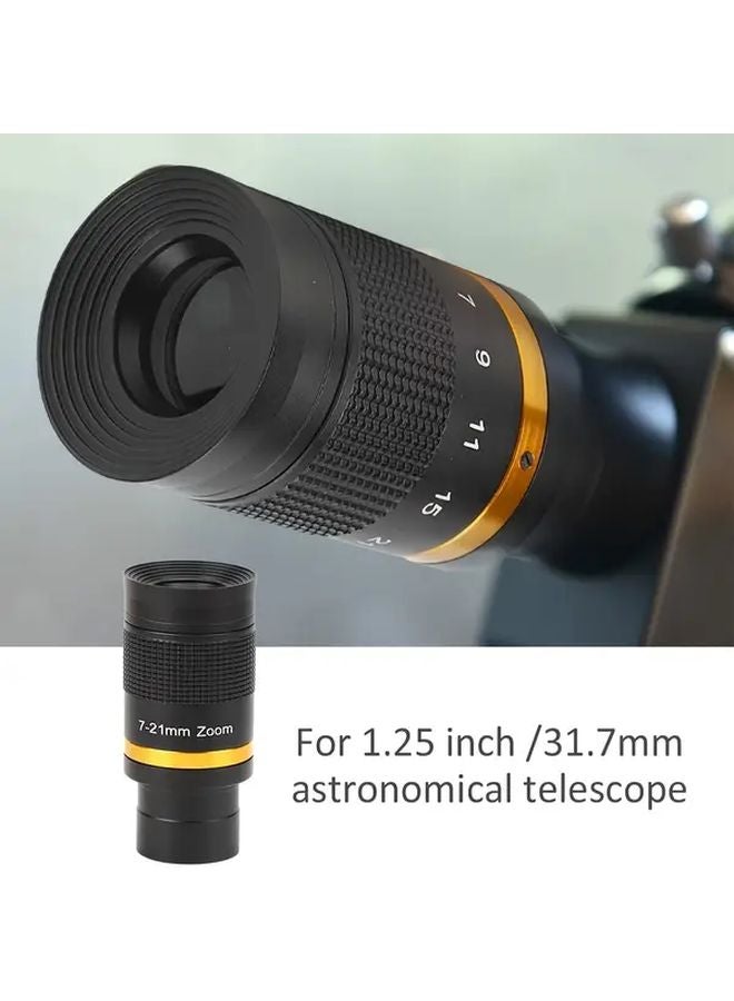 7 عدسة تكبير 21 ملم للتلسكوب عالية الوضوح تركيز يدوي زجاج بصري جسم معدني مناسب عالميًا أسود - Image 5