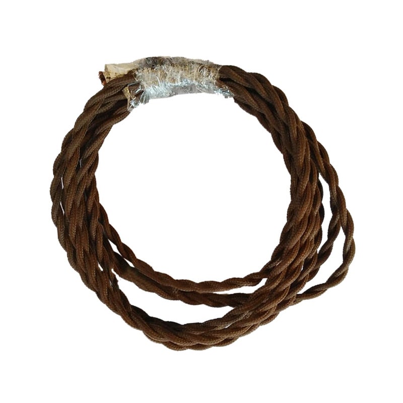 Generic 5m Vintage Twisted Brown Wire DIY Lamp Cord Cloth Covered Electrical Wire Rope - Image 1