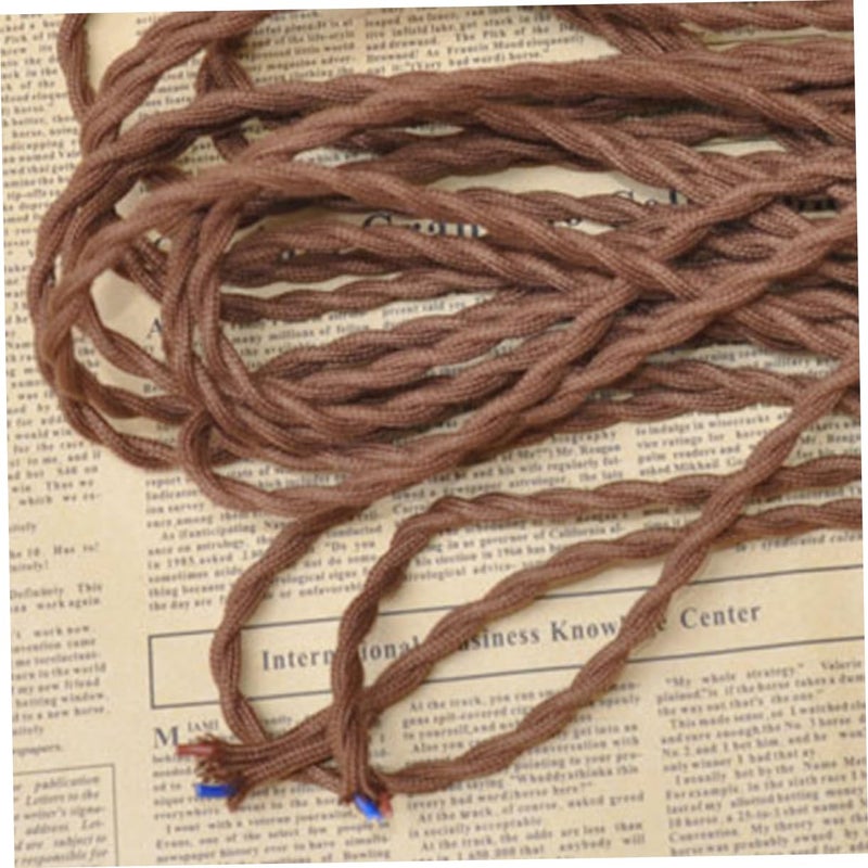 Generic 5m Vintage Twisted Brown Wire DIY Lamp Cord Cloth Covered Electrical Wire Rope - Image 2