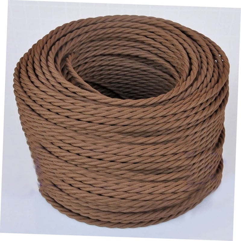 Generic 5m Vintage Twisted Brown Wire DIY Lamp Cord Cloth Covered Electrical Wire Rope - Image 3