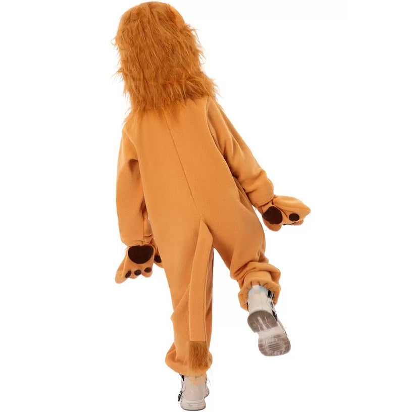 JAYATO Kids Lion Costume Set with Headpiece, Gloves, Jumpsuit, Furry Mane, Tail, Paws Roaring Animal Outfit for role-playing, suitable for Boys Girls Birthday Gift, Dress-Up, Halloween, Birthday Party Yellow Brown， XL Size - Image 2