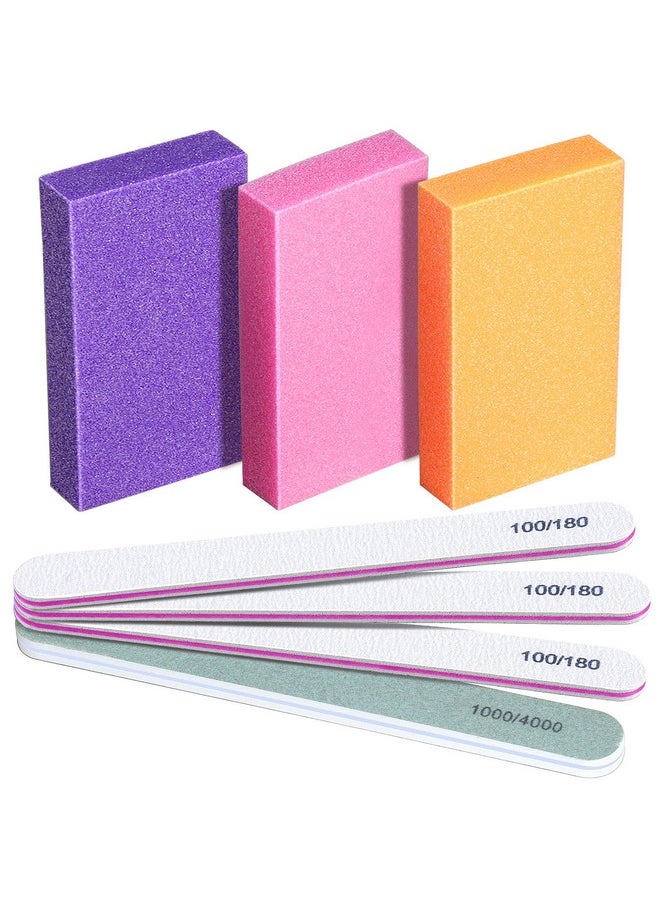FANDAMEI Nail Buffers And Files, Nail Tools Kit With 3Pcs Rectangular Nail Buffer Block, 3Pcs 100/180 Nail Files And 1Pcs 1000/4000 Nail Buffer. Professional Nail Buffer File Kit For Nail Care  - Image 1