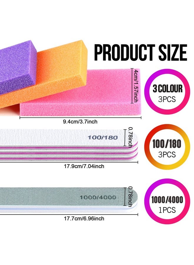 FANDAMEI Nail Buffers And Files, Nail Tools Kit With 3Pcs Rectangular Nail Buffer Block, 3Pcs 100/180 Nail Files And 1Pcs 1000/4000 Nail Buffer. Professional Nail Buffer File Kit For Nail Care  - Image 2