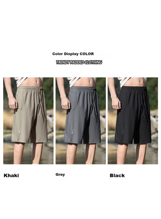 Eastern Camel Men's Ice Silk Shorts Summer Outdoor Ice-cool Breathable Elastic Sports Capri Pants Trendy Loose Casual Pants For Men