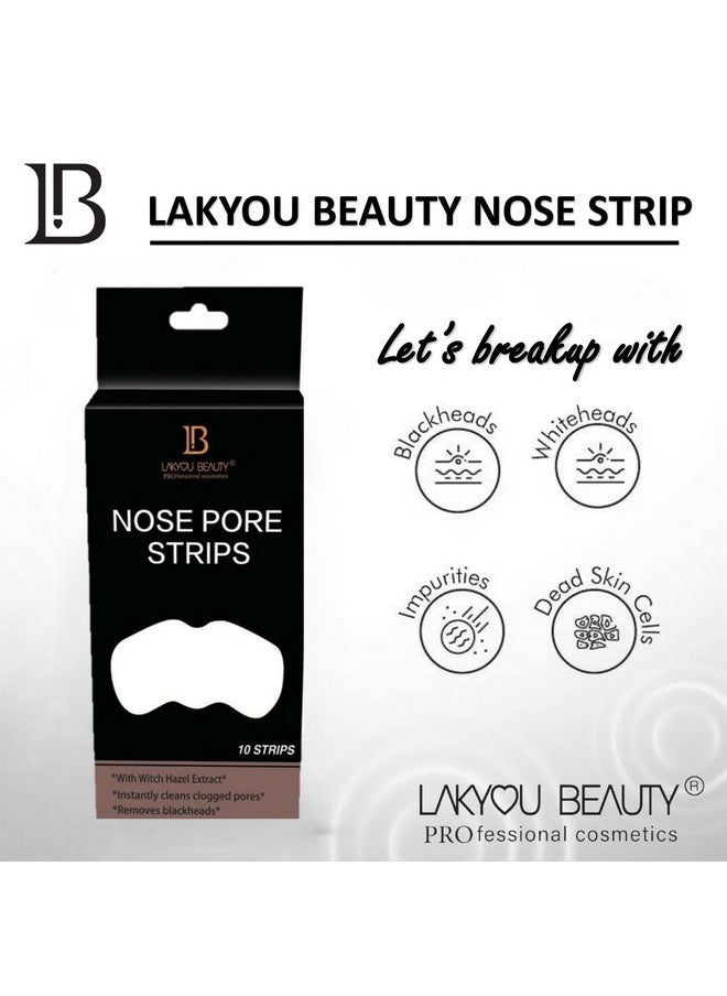 LAKYOU BEAUTY Nose Pore Strips With Witch Hazel Extract | Instantly Cleans Clogged Pores | Removes Blackheads | Removes Whiteheads | 10 Strips  - Image 2