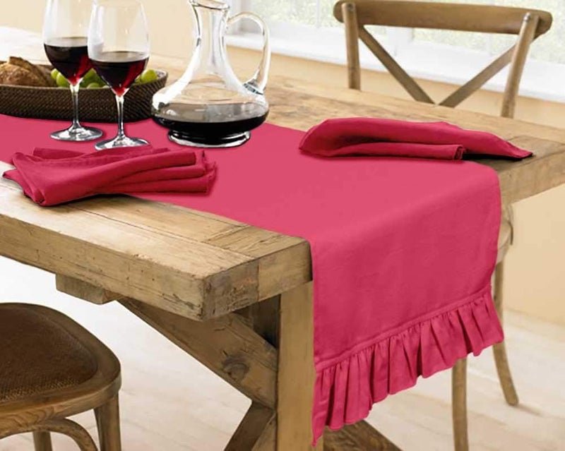 Vargottam Fuschia Pink Home Décor Washable Dining Table Cotton Slub Table Runner Home Table Linen Layout-14 x 48 Inch - Image 3