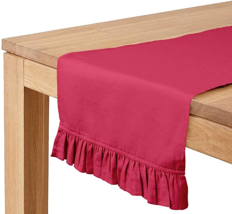 Vargottam Fuschia Pink Home Décor Washable Dining Table Cotton Slub Table Runner Home Table Linen Layout-14 x 48 Inch - Image 1