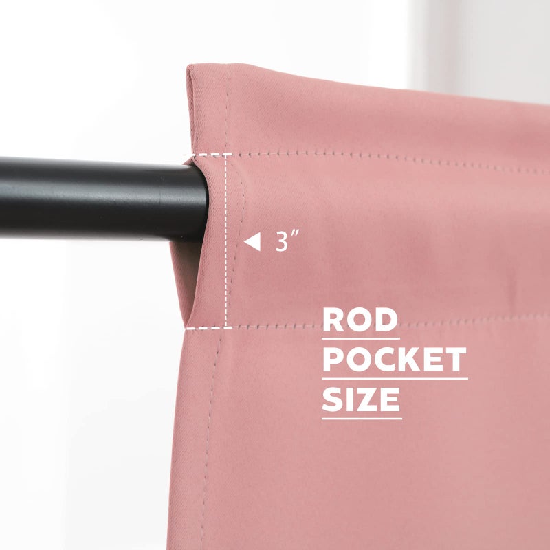 Pickluc Pickluc Cafe Kitchen Curtains 36 Inches Long 2 Panels  Blackout Tier Curtains with Rod Pocket  Short Black Out Curtain for Small Window  42"" Wide and 36"" Length  Set of Two  Powder Pink - Image 4
