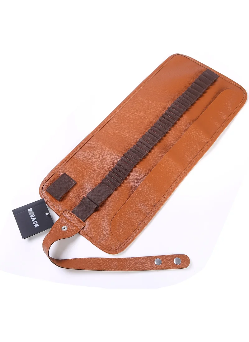 Hobi Market Art Artificial Leather Roll Pen Holder 36 Compartments Tan