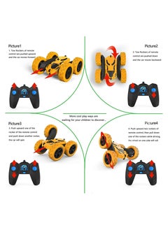 Generic RC Car Toys Remote Control Stunt Car 360 Degree Flips Double Sided Rotating Yellow  - Image 4