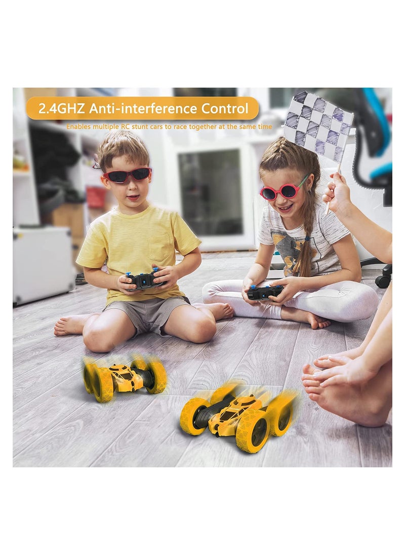 Generic - RC Car Toys Remote Control Stunt Car 360 Degree Flips Double Sided Rotating Yellow - Image 1