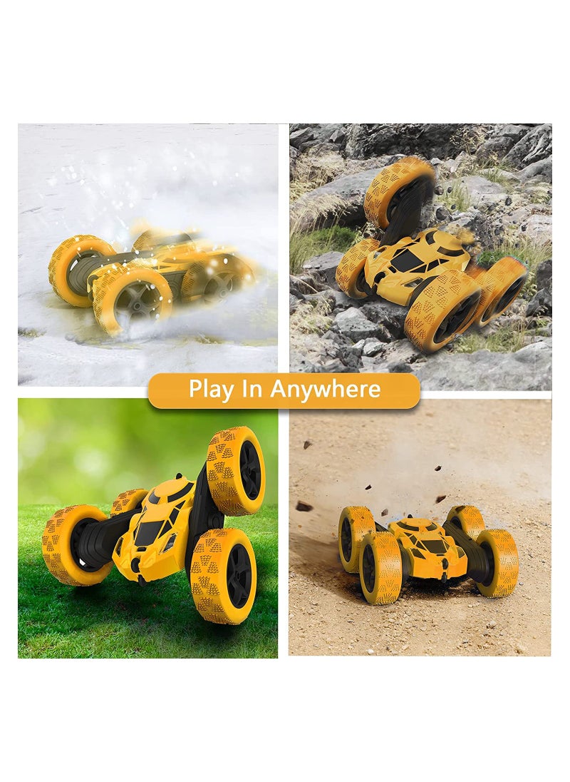 Generic - RC Car Toys Remote Control Stunt Car 360 Degree Flips Double Sided Rotating Yellow - Image 1