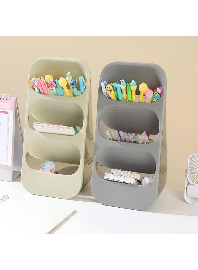 Vertical holder and organizer – Modern design with 3 levels, suitable for the kitchen to organize spoons and napkins, the office to organize pens and stationery, or bedrooms to organize makeup brushes and accessories. - Image 1