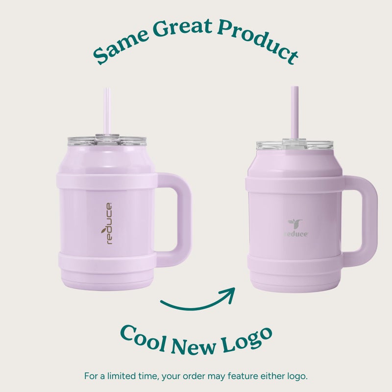 REDUCE Reusable 50 oz Cold1 Water Tumbler - Ergonomic Handle - Double-Wall Insulation - Sturdy Desktop/Tabletop Mug with Lid and Straw - BPA-Free - Stainless Steel for Gym  Home  or Office- Sangria - Image 2