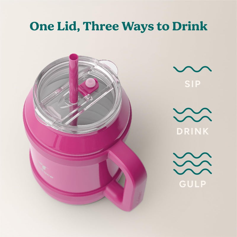 REDUCE Reusable 50 oz Cold1 Water Tumbler - Ergonomic Handle - Double-Wall Insulation - Sturdy Desktop/Tabletop Mug with Lid and Straw - BPA-Free - Stainless Steel for Gym  Home  or Office- Sangria - Image 5