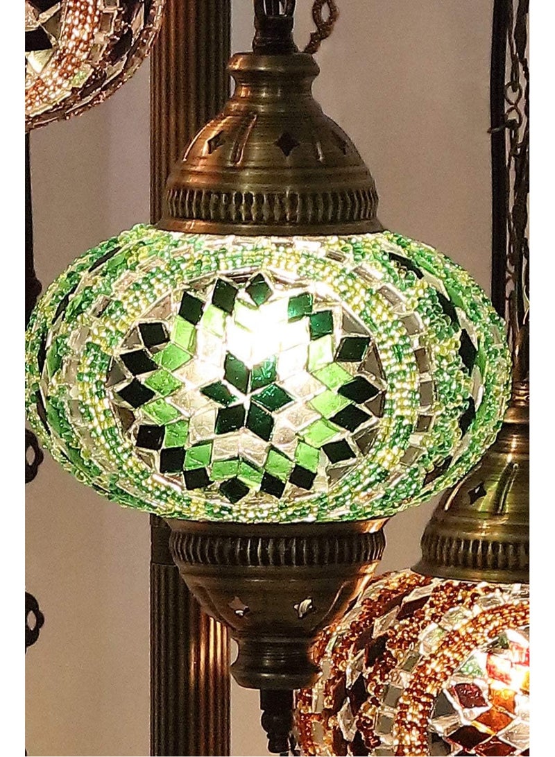 Quick Cart Unique Turkish Moroccan Mosaic Night Art Lamp With 7 Globe Floor Stand Light | Antique Lantern Perfect for House warming, Birthday & Anniversery Party Gift | Perfect For Office & Hotel  - Image 2