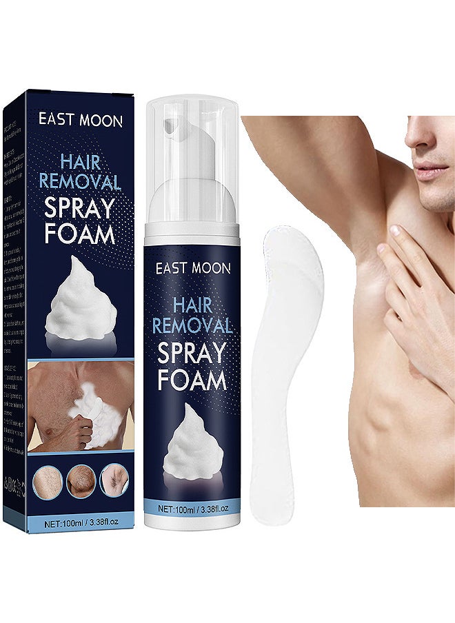 East Moon - Hair Removal Spray Foam For Men, No Irritation Hair Removal Cream, Safe Hair Depilatory For Male Underarm, Chest, Back, Legs, Natural Ingredient Hair Removal Spray For Men 100ML - Image 1