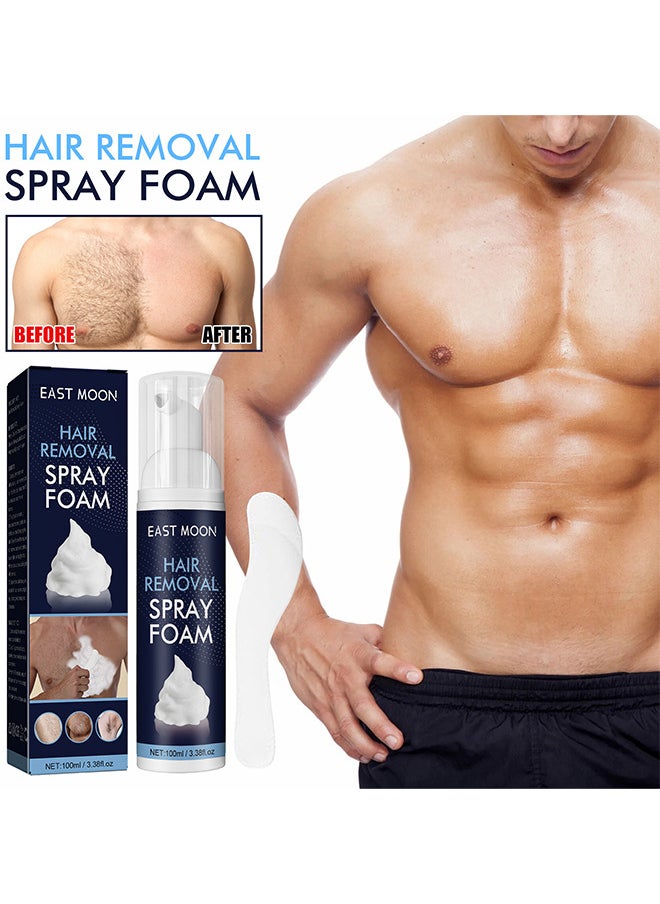East Moon - Hair Removal Spray Foam For Men, No Irritation Hair Removal Cream, Safe Hair Depilatory For Male Underarm, Chest, Back, Legs, Natural Ingredient Hair Removal Spray For Men 100ML - Image 1