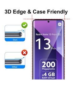 ماركة غير محددة واقي شاشة لهاتف Redmi Note 13 Pro Plus واقي شاشة من الزجاج المقسى تغطية كاملة للشاشة HD وضوح ثلاثي الأبعاد بحافة منحنية زجاج مضاد للكسر ومقاوم للخدش لهاتف Xiaomi Redmi Note 13 Pro Plus أسود  - Image 5