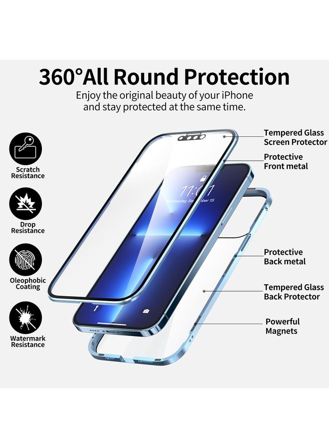 Zaboon Case For iPhone 13 Pro HD Magnetic Metal Frame Double-sided Tempered Glass Phone Case - Image 5