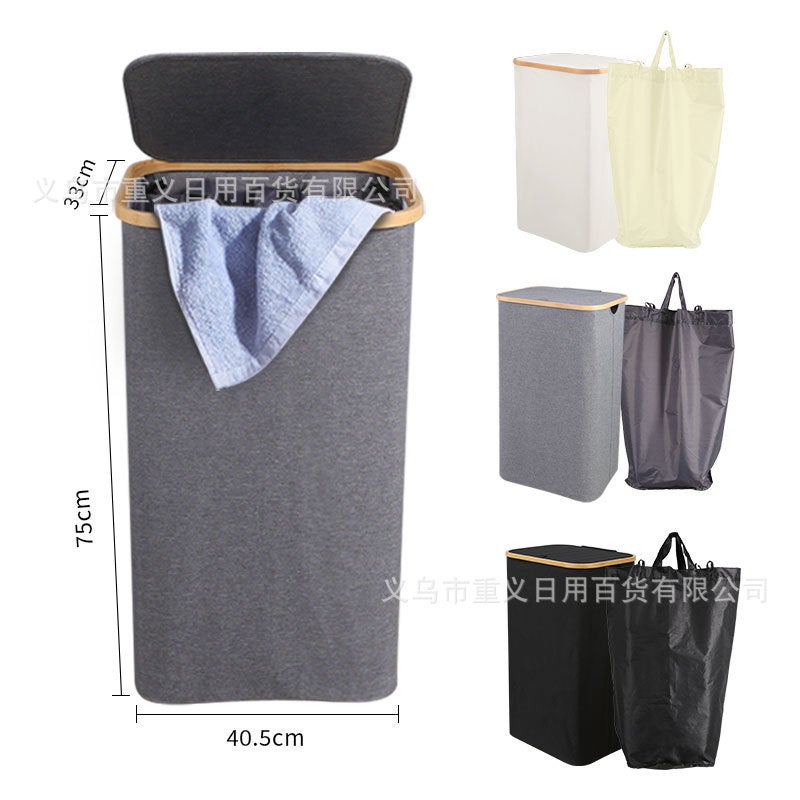 Nanzhu Foldable Laundry Basket With Large Capacity, Lid, And Inner Pocket, Dust-Proof Laundry Hamper, Storage Basket For Clothes - Image 3
