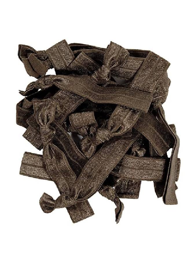 Kenz Laurenz Hair Ties No Crease Ponytail Holders Brown (Available In Lots Of Pack Quantities) Ouchless Elastic Styling Accessories Pony Tail Holder Ribbon Bands By (20 Pack)  - Image 1