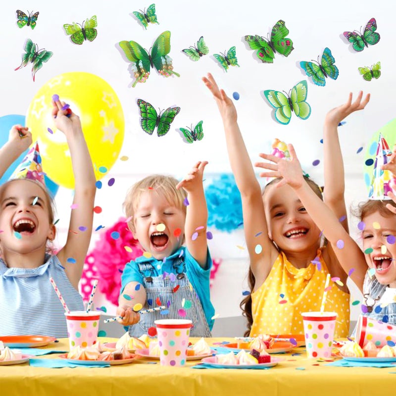 SAOROPEB 3D Butterfly Wall Decor  24 Pcs Double Layer Butterfly Decorations for Party Decorations Locker Decor Refrigerator Decal  Reusable (Green) - Image 2