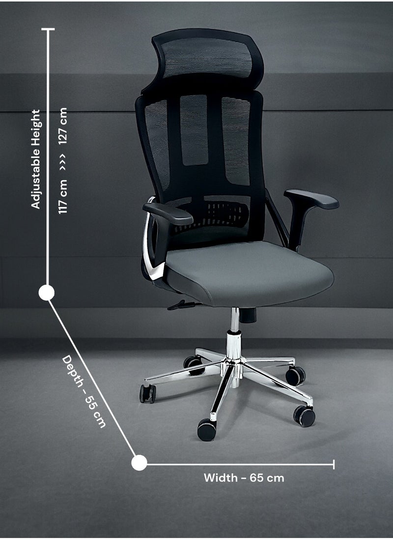 Sabir & Bros Furniture LLC SBF Ergonomic Mesh Office Chair with Headrest, High Back, Adjustable Height and Tilt Back, Breathable Fabric, Chrome Base, Ideal for Home and Office  - Image 3