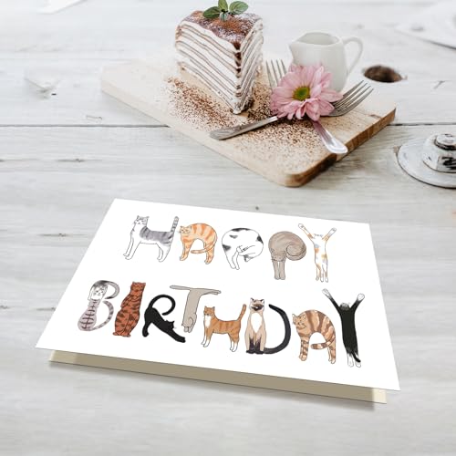 Bhiosng Happy Birthday Card for Cat Lover, Funny Cats Birthday Cards for Men Women, Cute Cat Owner Birthday Gift From Cat, Humor Cat Birthday Gift Card For Dad Mom Brother Sister Cat Lover - Image 3