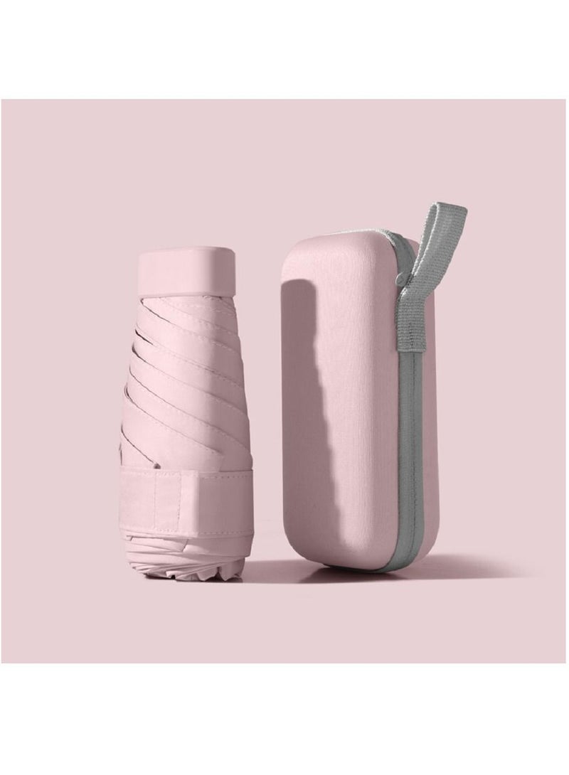 Mini Travel Sun Umbrella,Small Compact UV Umbrella for Sun and Rain,Lightweight  Portable,Windproof Parasol Umbrella with UV Protection for Women Men Kids ,Small Folding Capsule Umbrella(Pink) - Image 1