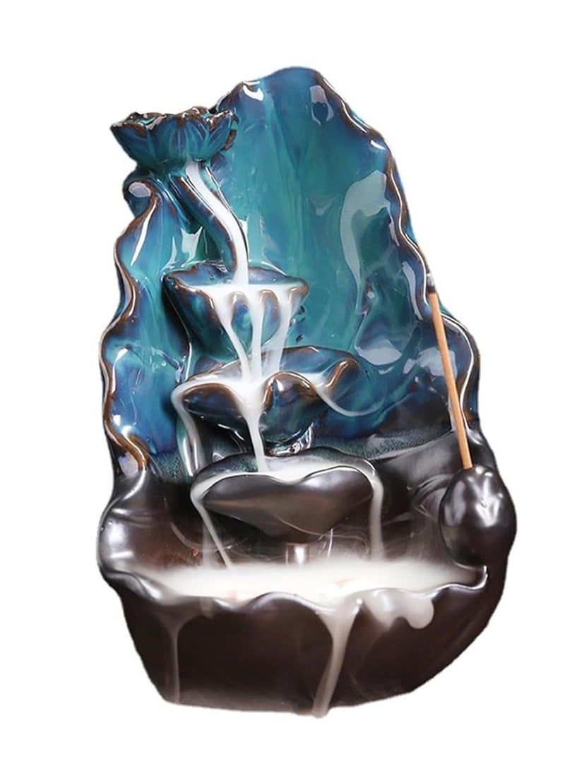 بلان A مبخرة سيراميك بتدفق عكسي على شكل شلال – حامل بخور عطري للتأمل والاسترخاء – ديكور منزلي فاخر لغرفة المعيشة والنوم والمكتب – تصميم فني مميز (شلال) - Image 1