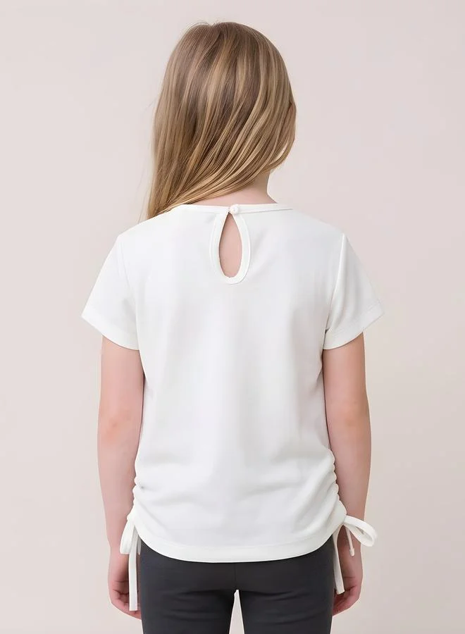 Take Two  Girls Heart Applique Embroidered Drawstring Hem Top By Juniorloom for Women | Best Price UAE