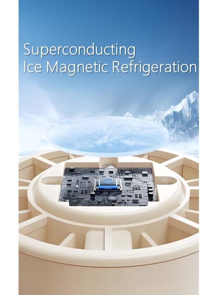 Superconducting Ice Magnetic Refrigeration Handheld fan, Fast Cooling, 4000mAh with Type-C Fast Charging, Digital Display of Power, Foldable, 5 Speeds Suitable for Travel/Outdoor/Home/Office