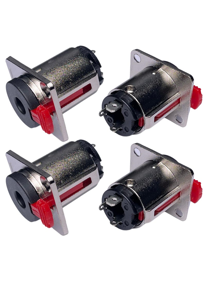 CESS CESS Matte Silver 1/4" Square TS and TRS Socket, Panel Mount Jack Locking Style, D Series Size - 1/4 Inch Female Stereo and Mono/TRS and TS Audio Socket, 6.35mm Socket, 4 Pack  - Image 2