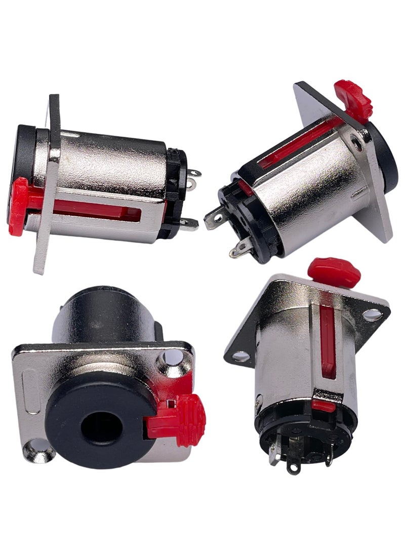 CESS CESS Matte Silver 1/4" Square TS and TRS Socket, Panel Mount Jack Locking Style, D Series Size - 1/4 Inch Female Stereo and Mono/TRS and TS Audio Socket, 6.35mm Socket, 4 Pack  - Image 1