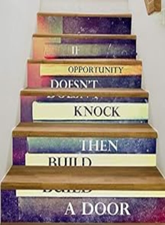 OR 3D Stairway Wallpaper Inspirational Books Home Stairs Wall Sticker Paper Decor Poster Waterproof Wall art 6Pcs/set-XX 