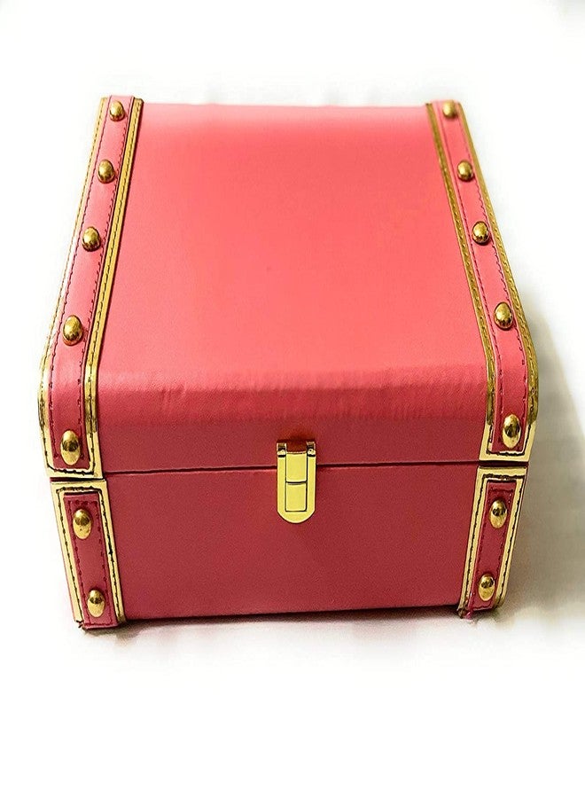 D Classic Decor صندوق هدايا جلدي كلاسيكي من دي كلاسيك، مثالي للهدايا، مصنوع من الجلد الصناعي، مقاس 10 × 7 × 3.5 بوصة (أحمر)، مناسب لهدايا ديوالي، وهدايا الشركات، وهدايا حفلات الزفاف. - Image 1