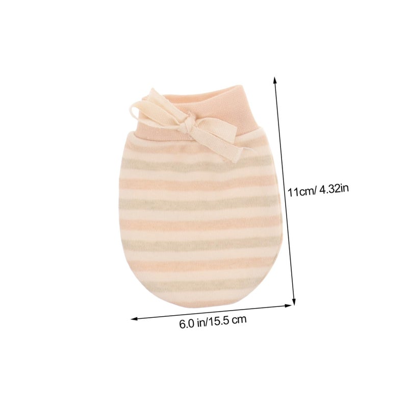 Cotton Baby Mittens 4 Pairs Soft No Scratch Hand Styles Solid And Striped - Image 3