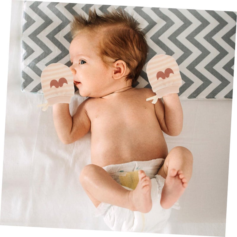 Cotton Baby Mittens 4 Pairs Soft No Scratch Hand Styles Solid And Striped - Image 4
